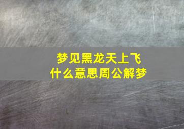 梦见黑龙天上飞什么意思周公解梦