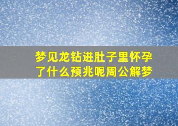 梦见龙钻进肚子里怀孕了什么预兆呢周公解梦