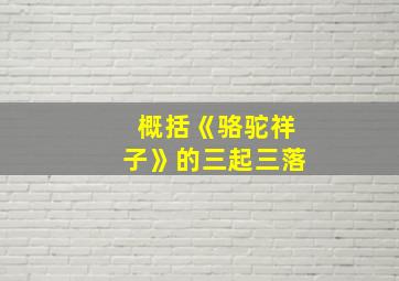 概括《骆驼祥子》的三起三落