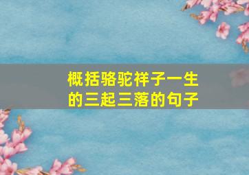 概括骆驼祥子一生的三起三落的句子