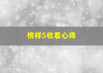 榜样5收看心得