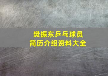 樊振东乒乓球员简历介绍资料大全