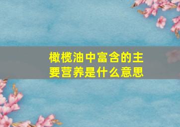 橄榄油中富含的主要营养是什么意思