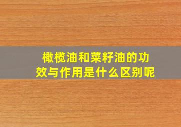 橄榄油和菜籽油的功效与作用是什么区别呢