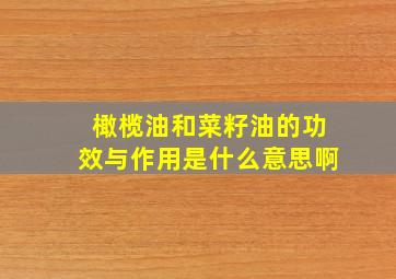 橄榄油和菜籽油的功效与作用是什么意思啊