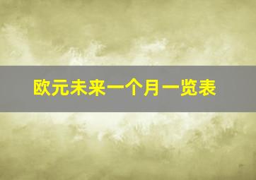 欧元未来一个月一览表