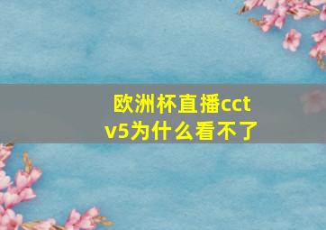 欧洲杯直播cctv5为什么看不了