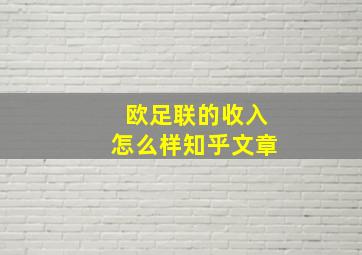 欧足联的收入怎么样知乎文章