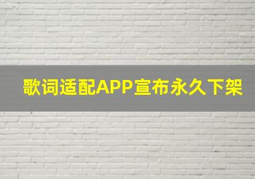 歌词适配APP宣布永久下架