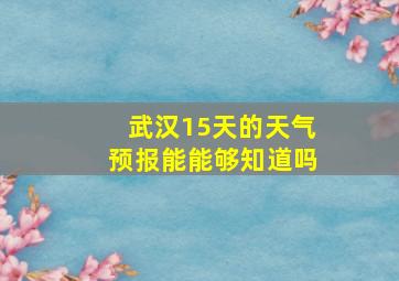 武汉15天的天气预报能能够知道吗