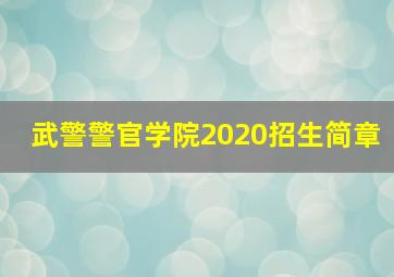 武警警官学院2020招生简章