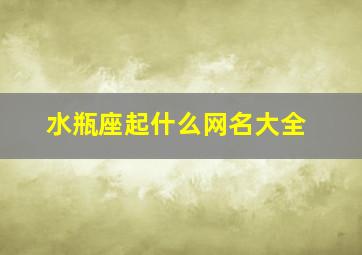 水瓶座起什么网名大全