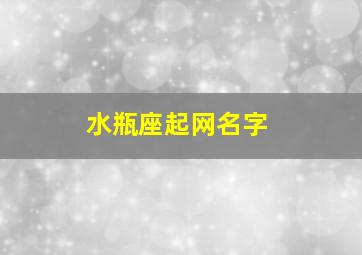 水瓶座起网名字