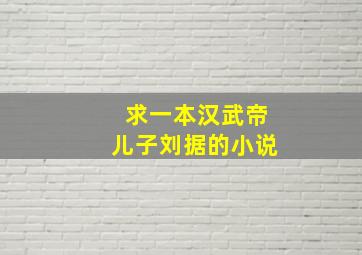 求一本汉武帝儿子刘据的小说