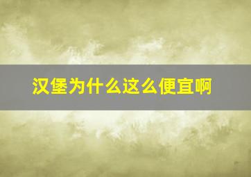 汉堡为什么这么便宜啊