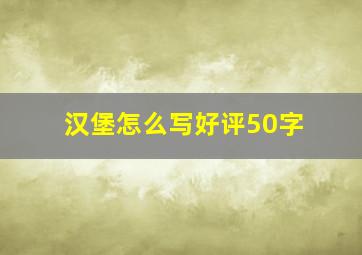 汉堡怎么写好评50字