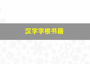 汉字字根书籍