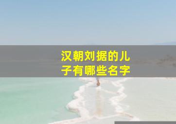 汉朝刘据的儿子有哪些名字