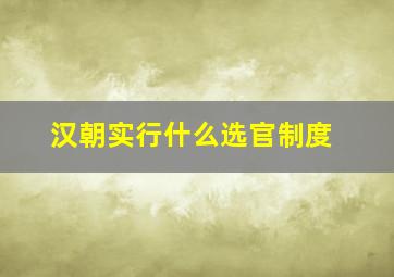 汉朝实行什么选官制度