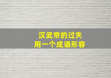 汉武帝的过失用一个成语形容