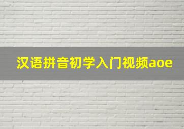 汉语拼音初学入门视频aoe