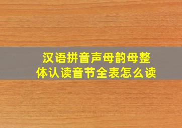 汉语拼音声母韵母整体认读音节全表怎么读