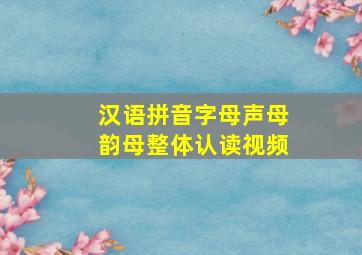 汉语拼音字母声母韵母整体认读视频