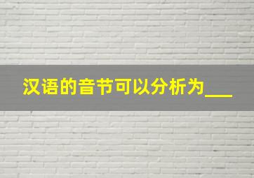 汉语的音节可以分析为___