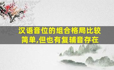 汉语音位的组合格局比较简单,但也有复辅音存在