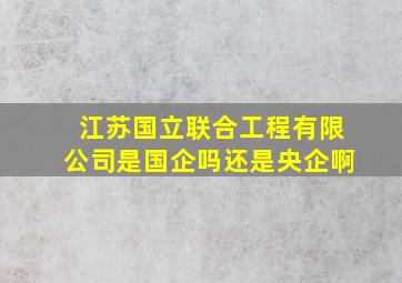 江苏国立联合工程有限公司是国企吗还是央企啊