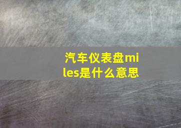 汽车仪表盘miles是什么意思