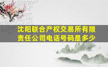 沈阳联合产权交易所有限责任公司电话号码是多少