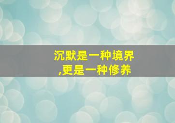 沉默是一种境界,更是一种修养