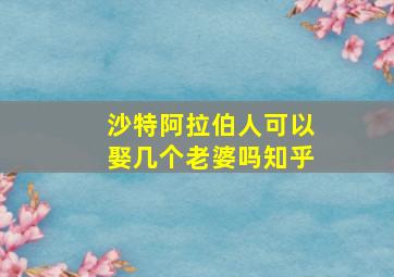 沙特阿拉伯人可以娶几个老婆吗知乎