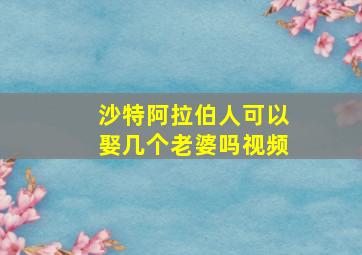 沙特阿拉伯人可以娶几个老婆吗视频