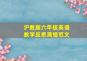 沪教版六年级英语教学反思简短范文