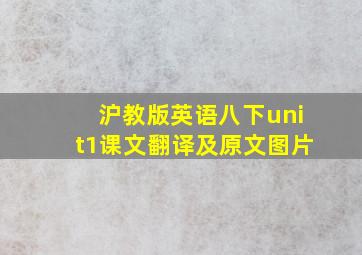 沪教版英语八下unit1课文翻译及原文图片