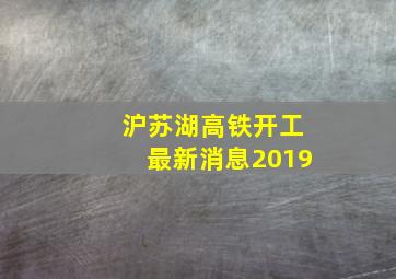 沪苏湖高铁开工最新消息2019