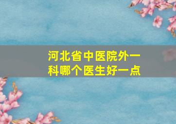 河北省中医院外一科哪个医生好一点