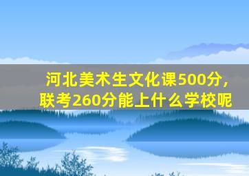 河北美术生文化课500分,联考260分能上什么学校呢