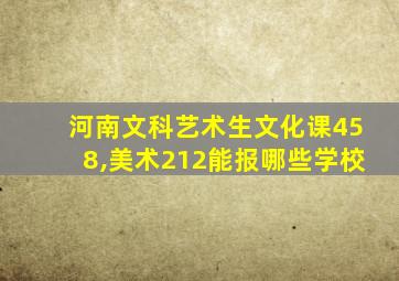 河南文科艺术生文化课458,美术212能报哪些学校