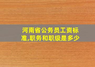 河南省公务员工资标准,职务和职级是多少