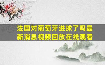 法国对葡萄牙进球了吗最新消息视频回放在线观看