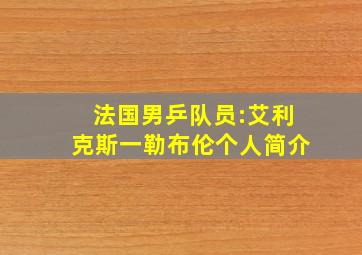 法国男乒队员:艾利克斯一勒布伦个人简介