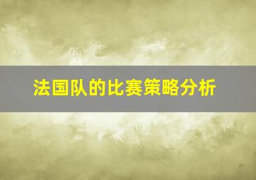 法国队的比赛策略分析