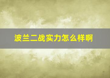 波兰二战实力怎么样啊