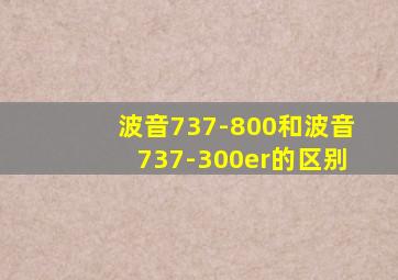 波音737-800和波音737-300er的区别