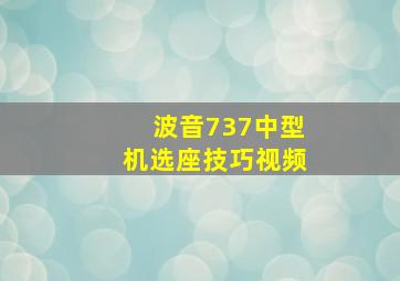 波音737中型机选座技巧视频