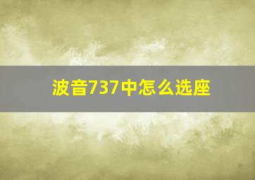 波音737中怎么选座