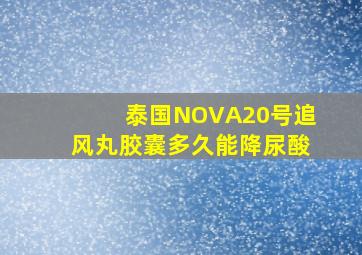 泰国NOVA20号追风丸胶囊多久能降尿酸